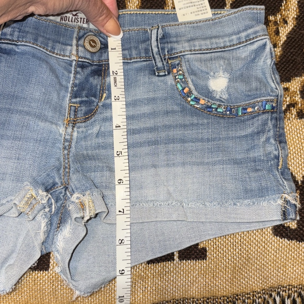Hollister Light Blue Jean Shorts with Beaded Accents - Picture 7 of 8